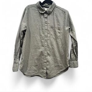 H&M Casual Olive Linen Button Down Shirt | Size M